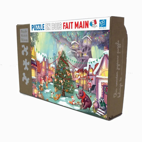 100 Piece -  Wooden Art Puzzle For Children - Christmas Eve