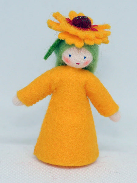 Firewheel Fairy (miniature standing felt doll, flower hat) - Fair Skin