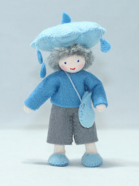 Rain Child (miniature bendable felt doll) - Fair Skin