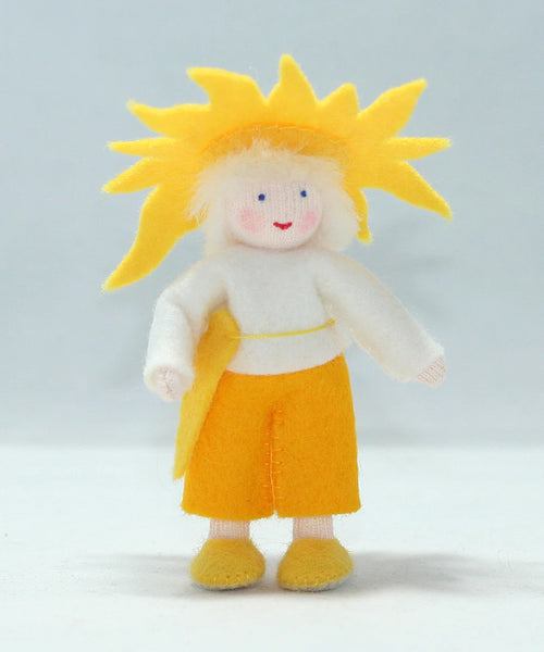 Sun Child (miniature bendable felt doll) - White Hair